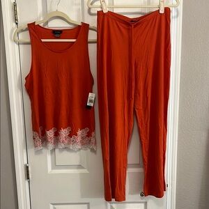 Authentic Natori Luxe Shangri-LA Pajama Set with Lace Trim